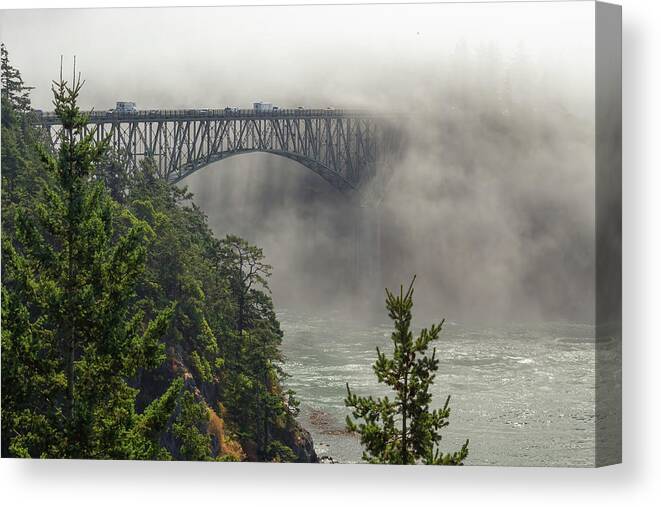 Deception Pass Canvas Print featuring the photograph Into The Mist by Michael Rauwolf