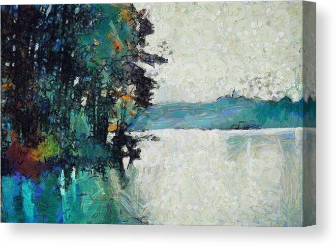 Island Canvas Print featuring the mixed media Island on Lake Arthur by Christopher Reed