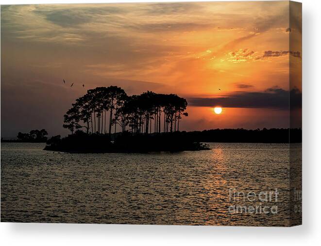 Island Canvas Print featuring the photograph Island Orange Sunset by Beachtown Views