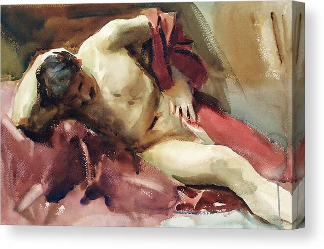 Figurative Canvas Print featuring the painting Italian Model by John Singer Sargent