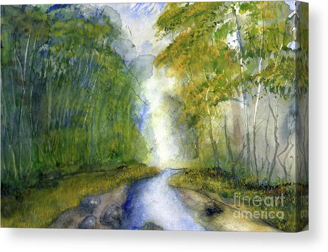 Creek Canvas Print featuring the painting Fern Dell Creek Early This MOrning by Randy Sprout