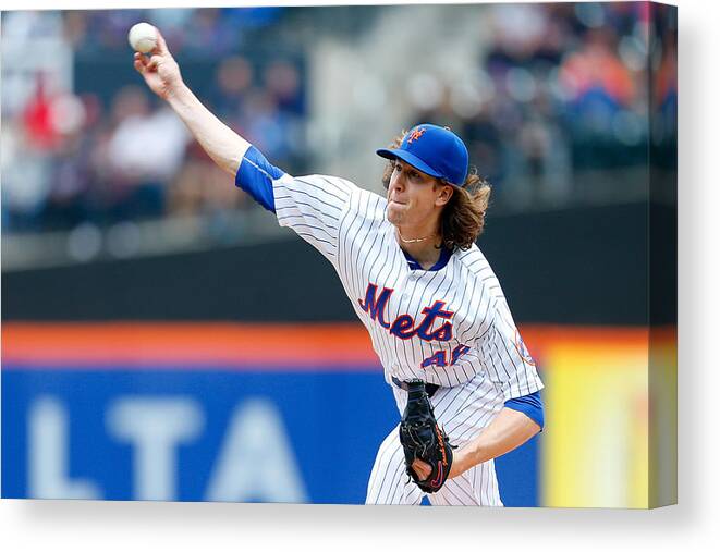 Jacob Degrom Canvas Print featuring the photograph Jacob Degrom by Mike Stobe