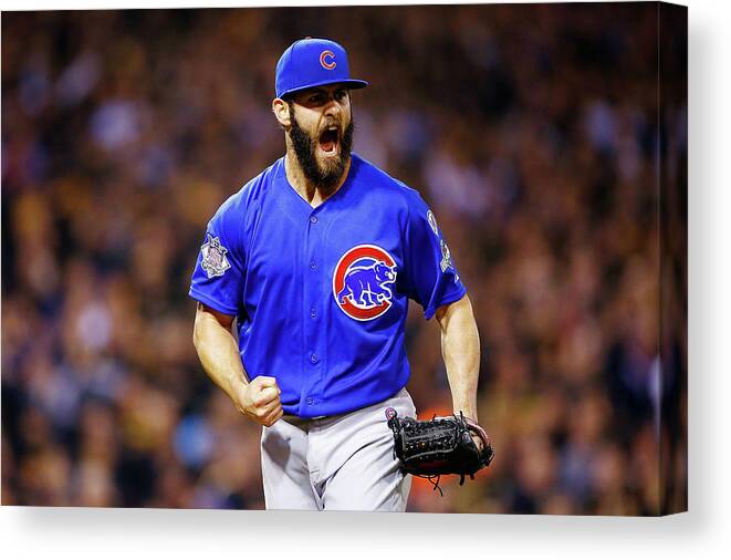 Playoffs Canvas Print featuring the photograph Jake Arrieta by Jared Wickerham