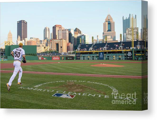 People Canvas Print featuring the photograph Jameson Taillon and Roberto Clemente by Justin Berl