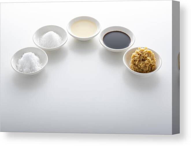 In A Row Canvas Print featuring the photograph Japanese basic seasoning by Kuppa_rock