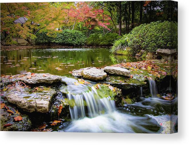 Japanesegarden Canvas Print featuring the photograph Japanese Garden in Fall by Pam Rendall