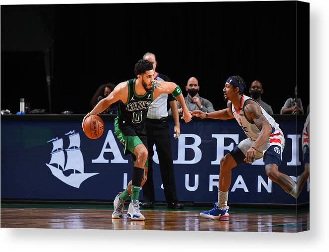 Nba Pro Basketball Canvas Print featuring the photograph Jayson Tatum and Bradley Beal by Brian Babineau