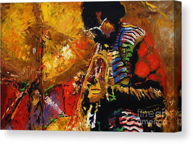 Jazz Canvas Print featuring the painting Jazz Miles Davis 3 by Yuriy Shevchuk