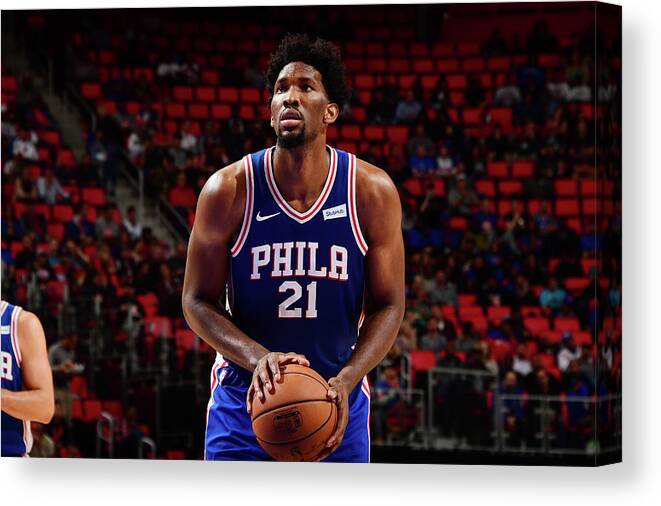 Nba Pro Basketball Canvas Print featuring the photograph Joel Embiid by Chris Schwegler