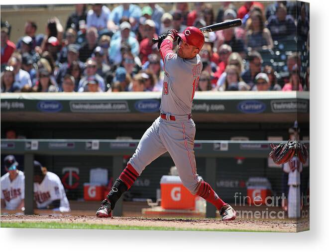 People Canvas Print featuring the photograph Joey Votto by Adam Bettcher