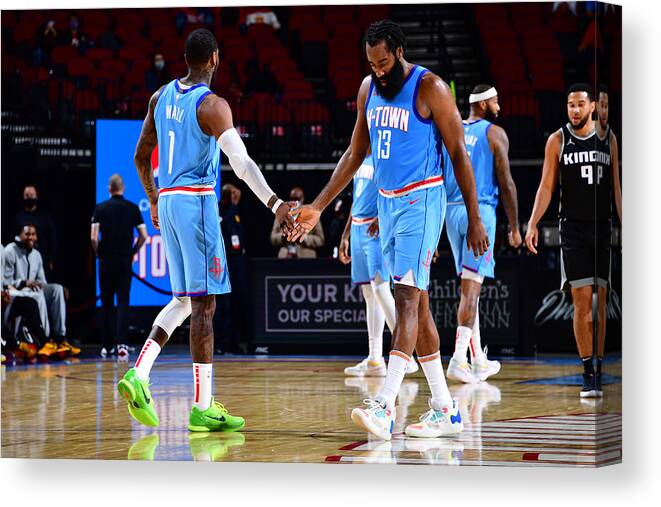 Nba Pro Basketball Canvas Print featuring the photograph John Wall and James Harden by Cato Cataldo