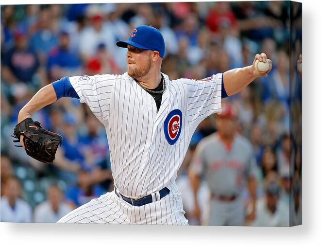 Three Quarter Length Canvas Print featuring the photograph Jon Lester by Jon Durr