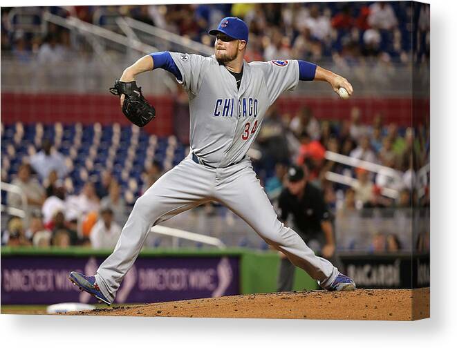 People Canvas Print featuring the photograph Jon Lester by Mike Ehrmann