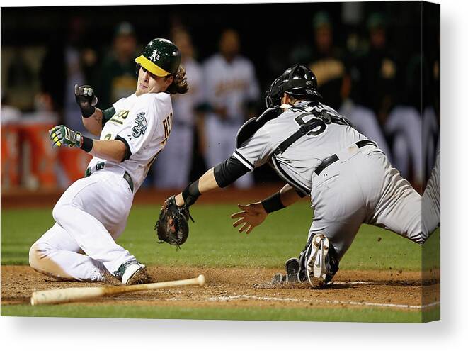 People Canvas Print featuring the photograph Josh Reddick, Billy Butler, and Geovany Soto by Ezra Shaw