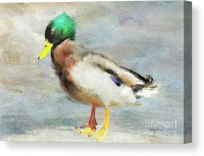 Animal Canvas Print featuring the digital art Just Ducky by Lois Bryan