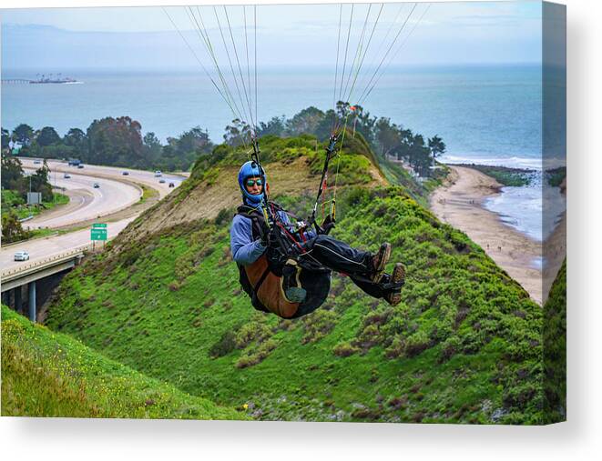 Paragliders Canvas Print featuring the photograph Just Hangin' 3.13.23 by Lindsay Thomson