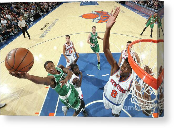 Demetrius Jackson Canvas Print featuring the photograph Justin Holiday and Demetrius Jackson by Nathaniel S. Butler