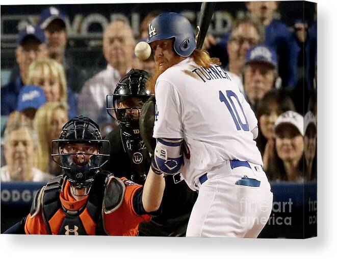People Canvas Print featuring the photograph Justin Turner by Christian Petersen