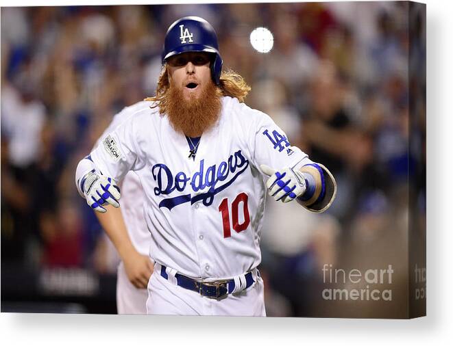 Three Quarter Length Canvas Print featuring the photograph Justin Turner by Maxx Wolfson