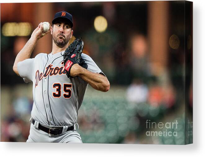 Second Inning Canvas Print featuring the photograph Justin Verlander by Patrick Mcdermott
