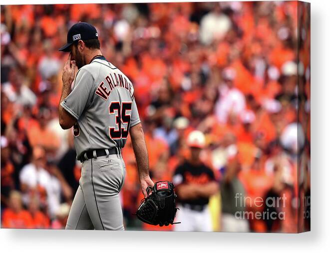 Game Two Canvas Print featuring the photograph Justin Verlander by Patrick Smith