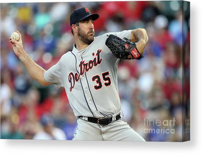 Second Inning Canvas Print featuring the photograph Justin Verlander by Ronald Martinez