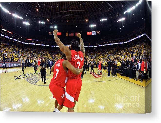 Kyle Lowry Canvas Print featuring the photograph Kawhi Leonard and Kyle Lowry by Jesse D. Garrabrant