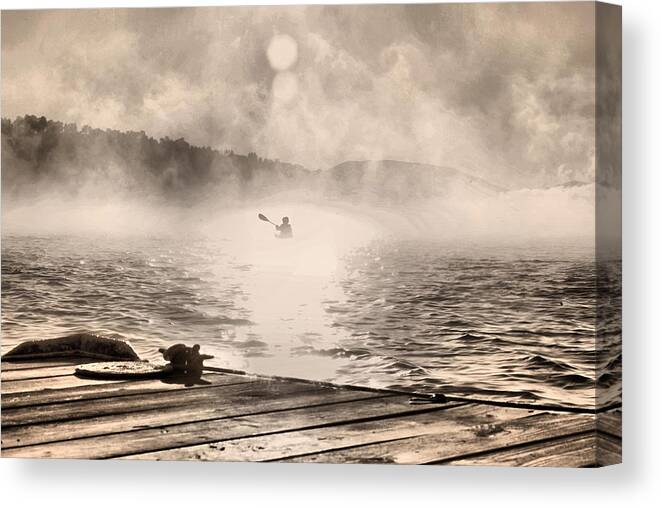 Kayak Canvas Print featuring the photograph Kayaker in the Mist by Russel Considine