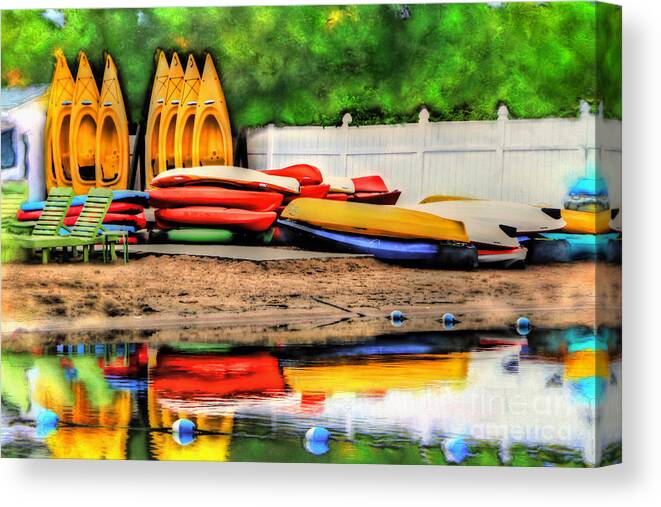 Kayaks Canvas Print featuring the photograph Kayaks At Lake George by Jeff Breiman