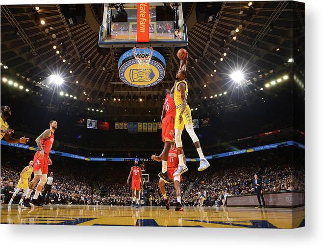 Nba Pro Basketball Canvas Print featuring the photograph Kevin Durant and Clint Capela by Noah Graham