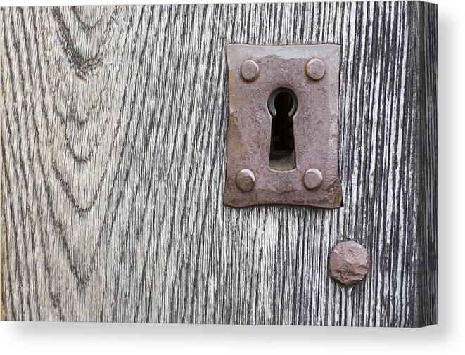 Aging Process Canvas Print featuring the photograph Key hole by Bastar