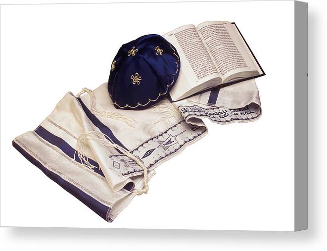 Event Canvas Print featuring the photograph Kippah And Tallit With Siddur by Comstock