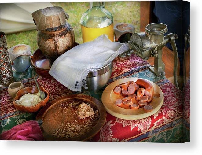 Chef Canvas Print featuring the photograph Kitchen - Norwegian picnic by Mike Savad