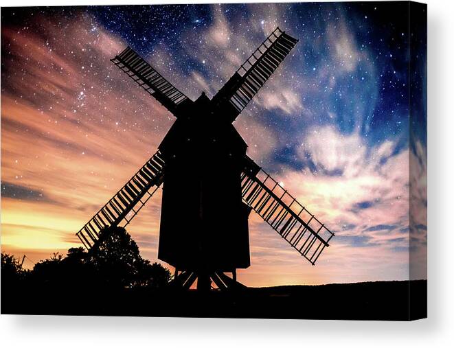 Star Canvas Print featuring the photograph Krippendorf Windmill Silhouette by Ryan Ketterer