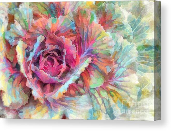 Brassica Oleracea Canvas Print featuring the painting Kyoto Violet Green by Eva Lechner