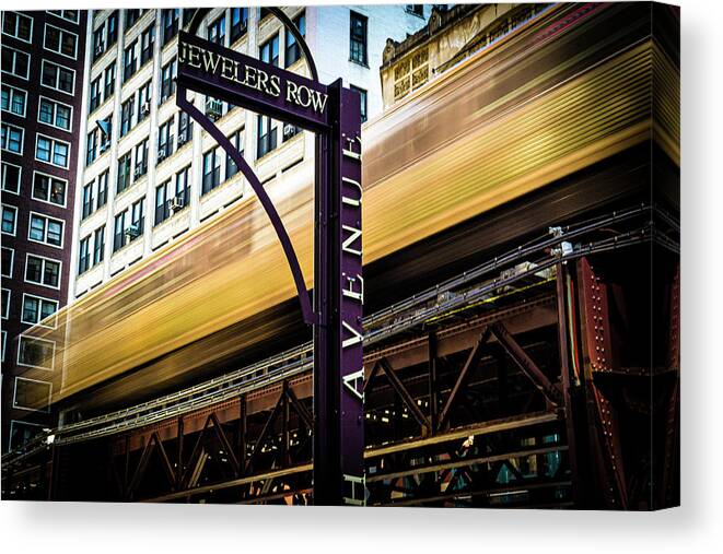 L Train Jewelers Row Chicago Subway Loop Canvas Print featuring the photograph L Train Passing Through Jewelers Row - Chicago by David Morehead