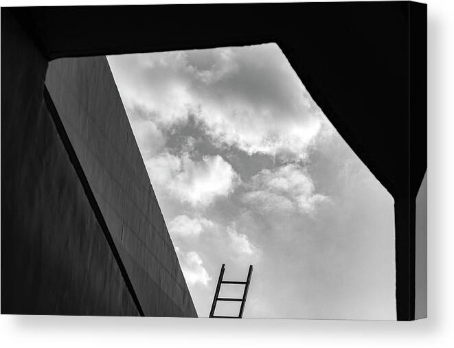 Ladder Canvas Print featuring the photograph Ladder Vs the cloud cluster by Prakash Ghai
