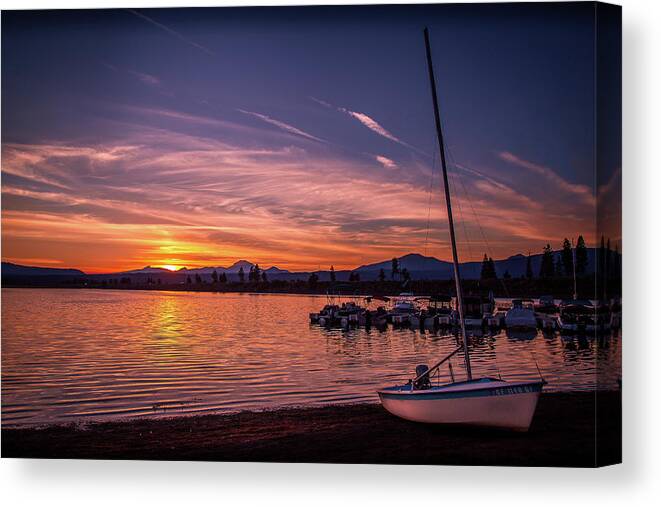 Lake Almanor Canvas Print featuring the photograph Lake Almanor Sunset by Bradley Morris