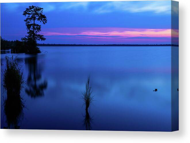Lake Drummond At Twilight Canvas Print featuring the photograph Lake Drummond at Twilight by Lori A Cash