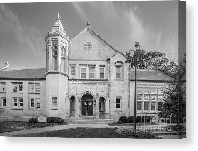 Lake Forest College Canvas Print featuring the photograph Lake Forest College Reid Hall by University Icons