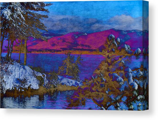 Lake Canvas Print featuring the digital art Lake George Winter PhotoArt by Russel Considine