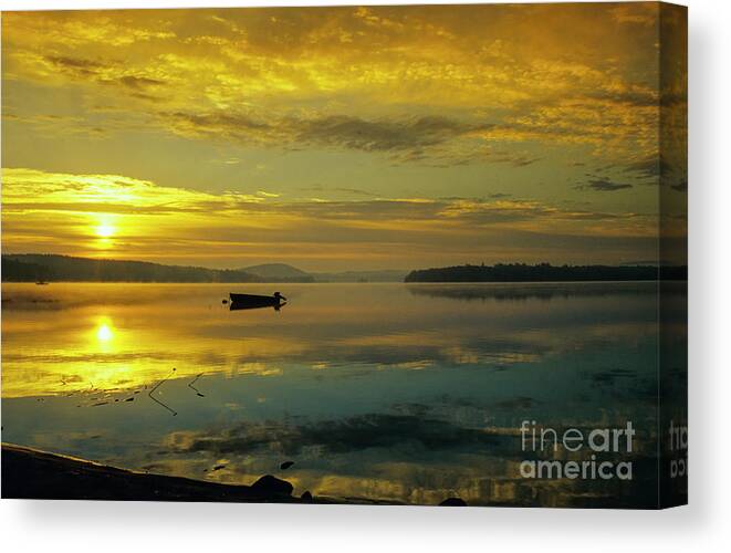 America Canvas Print featuring the photograph Lake Massabesic Sunrise - Auburn, New Hampshire by Erin Paul Donovan