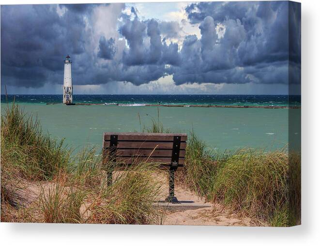 Northernmichigan Canvas Print featuring the photograph Lake Michigan Storm IMG_2578 by Michael Thomas