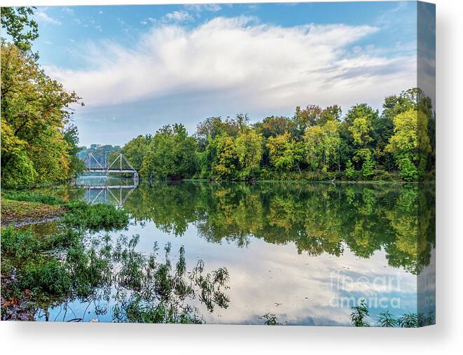 Ozarks Canvas Print featuring the photograph Lake Springfield Fall Reflections by Jennifer White