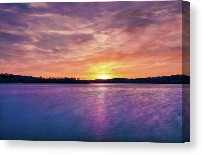 Lake Canvas Print featuring the photograph Lake Sunrise by Allin Sorenson