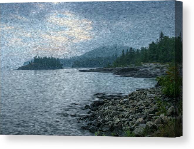 Mist Canvas Print featuring the photograph Early Morning on Lake Superior by Robert Carter