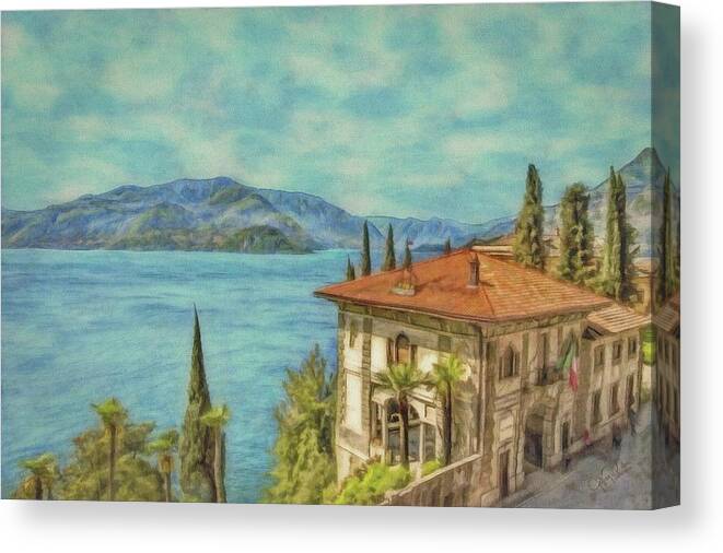 Mountain Canvas Print featuring the painting Lake View - Como by Jeffrey Kolker