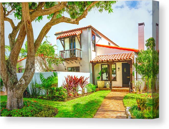 Fence Canvas Print featuring the photograph Lake Worth Beach Home and Cottage Tour 602 North Lakeside Drive by Debra and Dave Vanderlaan
