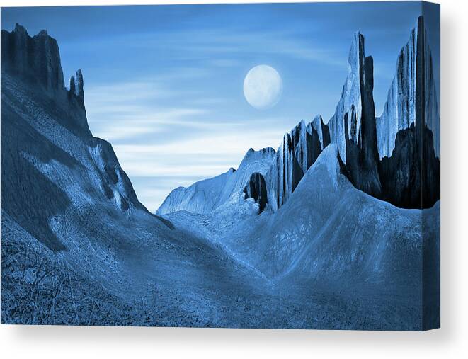Desert Scene Canvas Print featuring the photograph Landscape in Blue 3 by Mike McGlothlen