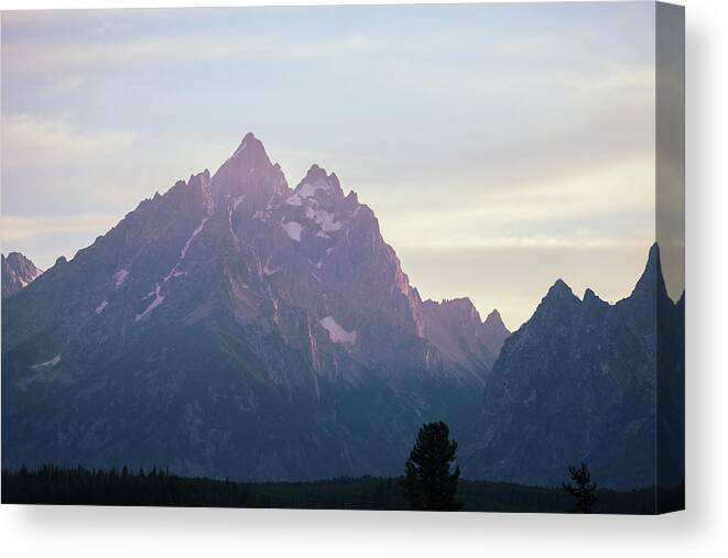 Mountain Canvas Print featuring the photograph Last bit of Teton light by Go and Flow Photos